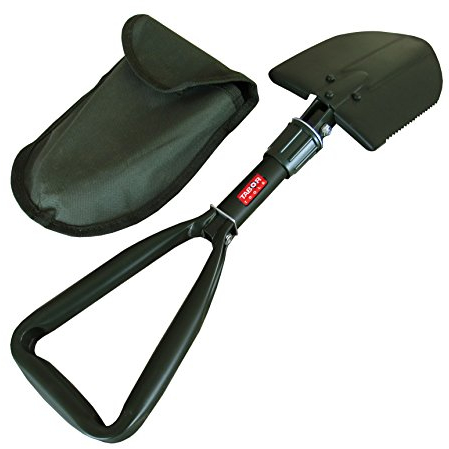 TABOR TOOLS J35A Folding Shovel, Small 18 Inch Survival Spade for Camping, Gardening, SUV Emergencies. Entrenching Trowel Tool with Steel Rugged Edge Blade. Includes Carrying Pouch with Loop.