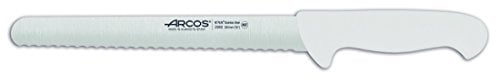 Arcos Serie 2900 - Cuchillo Pastelero - Hoja Serrada de Acero Inoxidable NITRUM de 250 mm - Mango inyectado en Polipropileno Color blanco