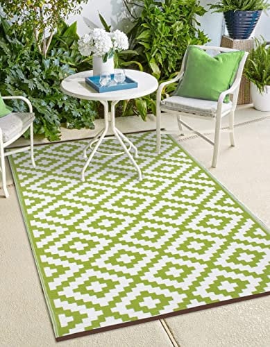 Green Decore Outdoor Reversible Nirvana Rug (150 x 240 cm, Leaf Green/White)
