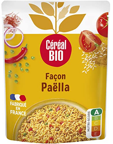 Céréal Bio Façon Paëlla - Riz, Petits légumes, Safran - Sachet Micro-ondable, Rapide à Réchauffer - Végan et Bio - 220g - 207879