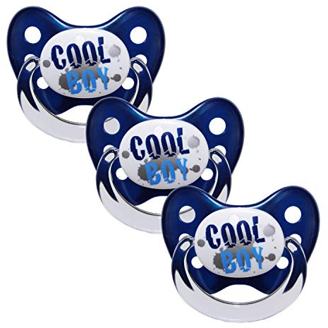 dentistar Silikon Schnuller 3er-Set - Größe 3, ab 14 Monate - Zahn- & kieferfreundlicher Nuckel mit Dental-Stufe – BPA-frei – Made in Germany - Cool Boy, Blau