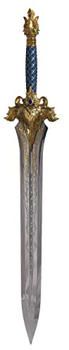 Amont World of Warcraft Schwert inoffizielle Replik King Llane Schwert aus Edelstahl und Metallgriff mit 82 cm Klinge und Holzboden - Stumpfes dekoratives Schwert