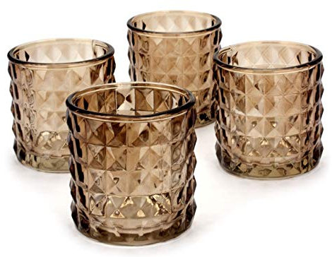 NoNa KAYO rost braun - 4er Set Teelichtglas schwer - Teelichtgläser Kerzenglas Kerzengläser orientalisch Vintage