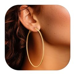 FOCALOOK Hoop Ohrringe 70mm Creolen Große Runde Kreis Ohrringe schwarz Elegant Ohrschmuck für Frauen Mädchen Bürodamen