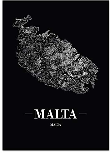 JUNIWORDS Stadtposter - Wähle Deine Stadt - Malta - 30 x 40 cm Poster - Schrift A - Schwarz