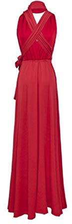 Infinity Kleid inklusive Bandeau Top, Ballkleid Brautjungfernkleid Gr. 42-48 ROT Wickelkleid lang, 70 Verschiedene Wickelarten Brautkleid, Bridesmaid, one Size, Stretch (Rot, 2 (42-48))