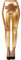 dressforfun 901008 Damen Metallic Leggings, glänzende Hose mit hoher Taille, Shiny Leggings im Wet Look für Party Tanz Disco Kostüm Fasching Karneval - Diverse Größen - (S | Gold | Nr. 303592)