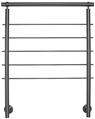 TIBU Edelstahl Geländer Handlauf für seitliche Montage 0,8m - 5,95m für Treppe Balkon Terrasse mit waagerechte Streben - Variante: Länge 220 cm mit 3 Pfosten und 5 Streben Seitenabstand 30mm
