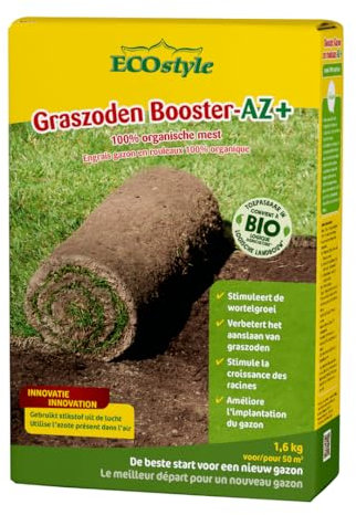 ECOstyle Rasen-Start AZ Organischer Rasendünger - Liefert 120 Tage Fütterung - Für Neuen Rasen – Grassamen & Rasen – 50 qm – 1,6 KG