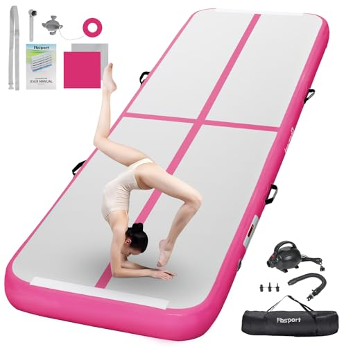 FBSPORT Airtrack Matte, 20cm Hoch Verdicken 3M Tumbling Matte,Gymnastikmatte mit Luftpumpe,Trainingsmatte mit Tragetasche,Turnmatte für Zuhause, Outdoor,Yoga