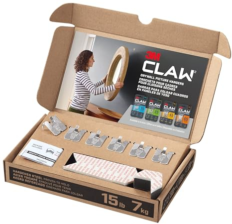 3M Claw Drywall Picture Hanger with Temporary Spot Marker, Holds 15 lbs, 6 Hangers, 6 Markers/Pack