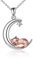 YAFEINI Fuchs Kette Sterling Silber Origami Fuchs Mond Anhänger Halskette Fuchs Schmuck Geschenke für Damen