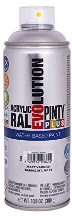 PINTYPLUS 95873 Pintura EN Spray Evolution Water-Based 520CC Barniz Mate, Matt Varnish M199, 65 mm