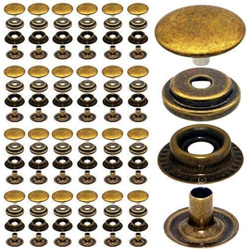 25 Sets 15mm Rostfreier Stahl Metall Druckknöpfe Kleidung Snaps Druckknopf Set, Metall Druckknöpfe für Leder Handwerk Jacke Brieftasche Handtasche (Bronze)