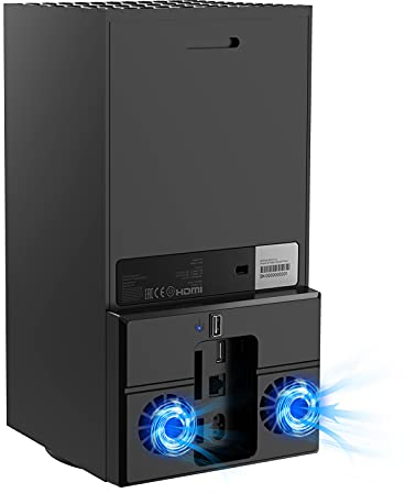 FASTSNAIL Ventilador de refrigeración compatible con consola Xbox Series X, enfriador USB con 1 concentrador USB, ventilador trasero de refrigeración dual compatible con Xbox Series X
