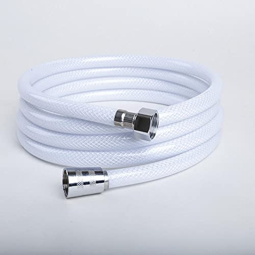 Hochdruck PVC Glatter Duschschlauch, Flexibler Brauseschlauch, Universal Ersatz, ExplosionsgeschüTzt, Ganz Weiß Kunststoff Shower Hose. (5M)