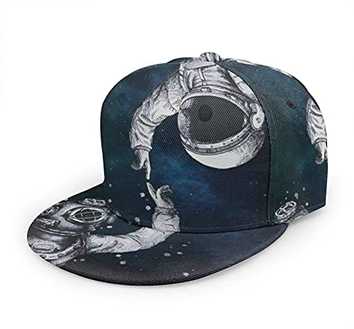 Oaieltj Unisex Baseball Cap Herren Damen Einstellbare Snapback Trucker Hat Mode Hip-Hop Baseball Cap, Astronaut und Scuba Diver, One size