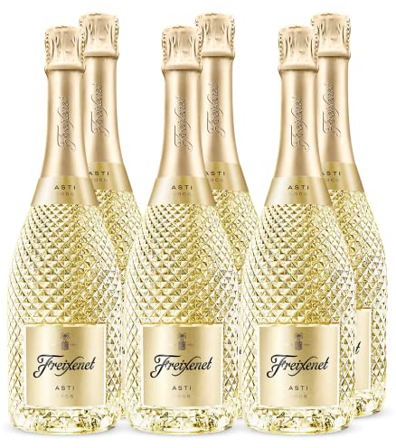 Freixenet Asti D.O.C.G. aus Piemont, Italien (6x0,75l) Süßer Schaumwein in edler Schmuckflasche mit Diamantoptik - Naturkorken - Moscato Bianco, vegan