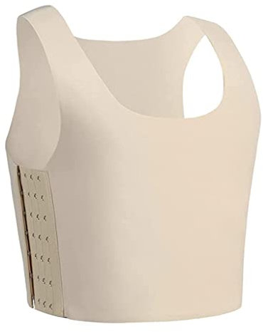SXLLZSLC Brustbinder für Transgender-FTM Binder Trans Frauen Tomboy Lesben Super Flach Kompressionsband 3 Reihen Haken Kurzes BH-Tanktop