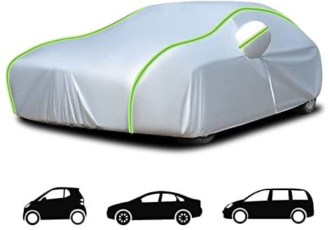 Autoabdeckung, Auto Abdeckplane Sonnenschutz, Wetterfeste Atmungsaktive Sonnenschutz Autoplane, Hagelschutzplane Auto Ganzgarage, PKW Abdeckplane Autogarage, Car Cover Vollgarage,M