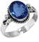 Jeweloporium Blauer Saphir Kunstsilberring Größe 54 (17,2), 925 Sterling Silber Ring für Damen, Ovaler Stein Handgefertigter Schmuck