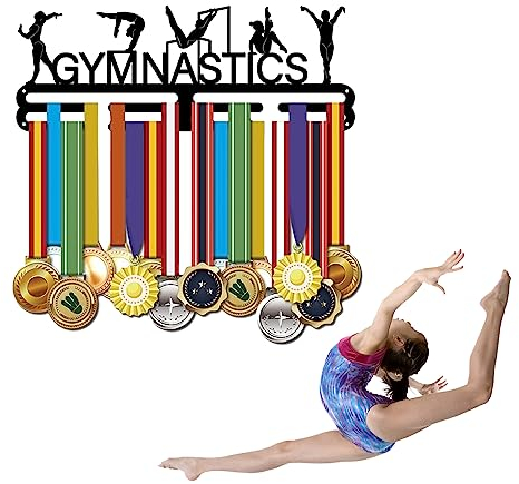 SUPERDANT Gymnastik Medaillen Aufbewahrung Frauenturnen Medaillen Halter Eisen Wandhaken Für Wettkampf Medaillenhalter Medaille Aufhängedekor Geschenk für Mädchen Sportler und Kinder 40x15cm