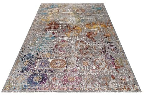 Muratap Vintage Teppich Picasso Feraghan - Traditioneller Kurzflor Teppich Klassiches Design Orient Muster, Weich und Pflegeleicht Oeko-TEX - Große: 160x230 cm - Farbe: Mehrfarbig