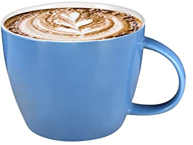 30oz Ceramic Jumbo Coffee Mug Soup Bowl with Handle for Soup, Coffee, Tea, Ice Cream, Fruit, Cereal, Milk, Mocha, Cocoa and Mulled Drinks, Microwave and Dishwasher Safe, Aqua Blue