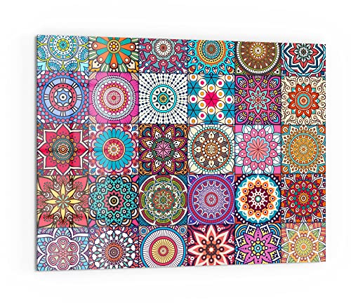 DEQORI Küchenrückwand Glas | Motiv Orientalische Muster | 80x60 cm | Bad- oder Herd-Rückwand | Herdblende Spritzschutz für Küche & Badezimmer | Moderne Deko für Fliesenspiegel