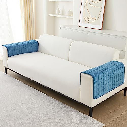 Flanell Sofabezug 1 2 3 4 Sitzer Sofabezüge Couch Überzug L Form Ecksofa Sofa Couch Überwurfdecke, Sofahusse Sofaüberwürfe rutschfest Sofa Abdeckung (Blau, 70 * 70cm Stückweise Verkauft)