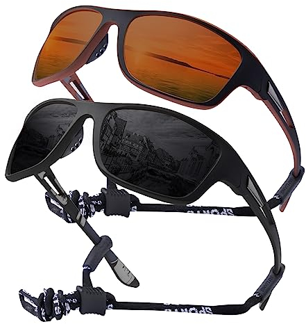 OKH 2 stück polarisierte UV400 Goggle Männer Frauen, die sich um eine Sport -Sonnenbrille umwickelt haben, Radfahren für Fahrräder, Angeln, Laufen, Klettern, Baseball