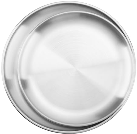YIXNSW 2 Stück Pizzablech Edelstahl Rund, Φ20 cm / 23 cm Pizzaform Edelstahl Pizza, Backblech Teller für Den Gebrauch Hause, Beim Backen Ofen, Beim Camping Freien, Picknick Silber