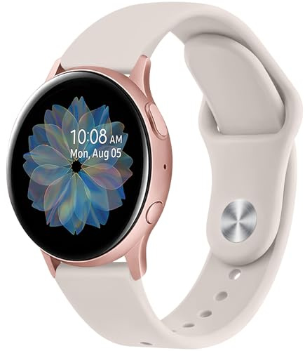 Bracelet en silicone pour Samsung Galaxy Watch Active/Active 2 40 mm/44 mm, bracelet de montre de 20 mm pour Gear Sport/S2 Classic/Galaxy Watch 3 41 mm/Galaxy Watch 42 mm/Garmin 20 mm (Starlight)