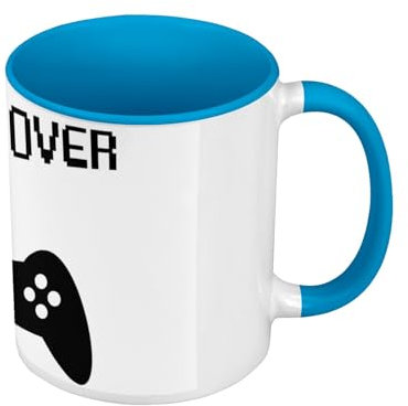 Fabulous Mug de Couleur Qualité Premium Bleu - Game Over Retro Gaming Jeux Video Manette Console - Tasse avec anse et intérieur de couleur
