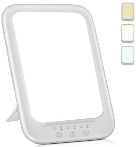 WY8 Grande lampe de lumière du jour, lampe de thérapie à DEL, lumière SAD, 20 000 lux, 3 modes de couleur, 10 intensités de lumière réglables, minuterie, contrôle tactile, lampe solaire pour la maison