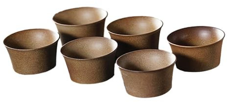 JISADER 6 Stück chinesische Teetasse, Kaffeetasse, 50 ml, Tassen, Tassen für Café, Reisen, braun