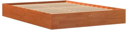 vidaXL Massivholzbett, Holzbett mit Kopfteil Lattenrost, Doppelbett für Schlafzimmer, Bett Bettgestell, Modern, Wachsbraun 120x190cm Kiefer