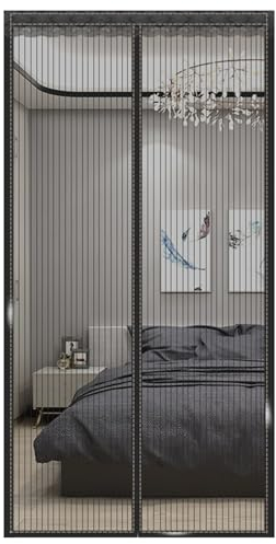 Aisprts Fliegengitter Tür 80x210cm Fliegengitter Balkontür Magnet Insektenschutz Kinderleichte Klebemontage Ohne Bohren für Balkontüren, Kellertüren und Terrassentüren, Schwarze Streifen