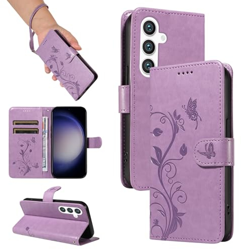 SRISHP Cover per Samsung Galaxy S24, Magnetica Cover a Libro con Slot per Schede, Custodia in PU Pelle Portafoglio per Galaxy S24, Viola