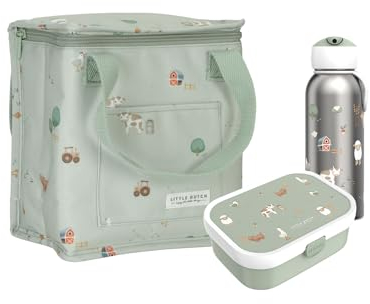 Little Dutch LF-KT-BD-TF Set Kühltasche, Brotdose Campus & Thermoflasche Flip-up - Little Farm