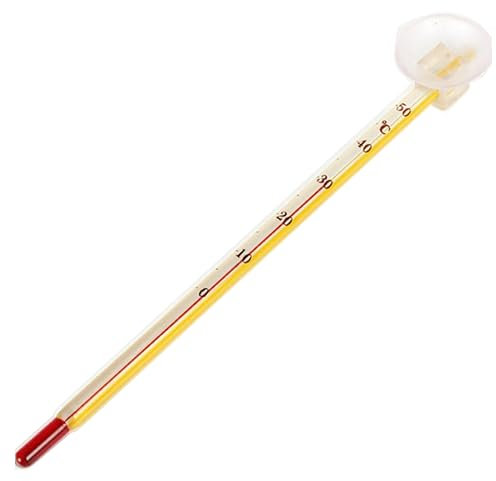 Termómetro de cristal para acuarios de precisión, fino y especialmente fácil de leer. termómetro de acuario minimalista de color amarillo