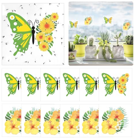 HAKOTOM 50 Stück Fenster Fliegenfalle für Innenbereich Klebrige Fliegenköder Effektive Fliegenfänger Schmetterling Blumen Fliegen Klebefalle Insektenfalle für Küche Wohnzimmer Schlafzimmer Garten