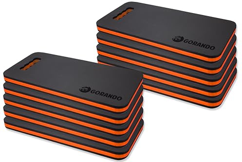 GORANDO® Premium Kniekissen 10er Set |orange| Kniebrett | Knieunterlage - Ideal für die Arbeit in Werkstatt, Haus, Garten | Knieschoner Kniematte 44x22cm 10St.…