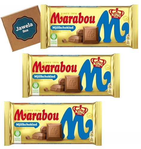 Marabou Mjölk choklad Vollmilch Schokolade 3er Set - 3 x XXL Tafel 220g Mjölkchoklad - Jawela Set - Großpackung - Rainforest Alliance zertifiziert
