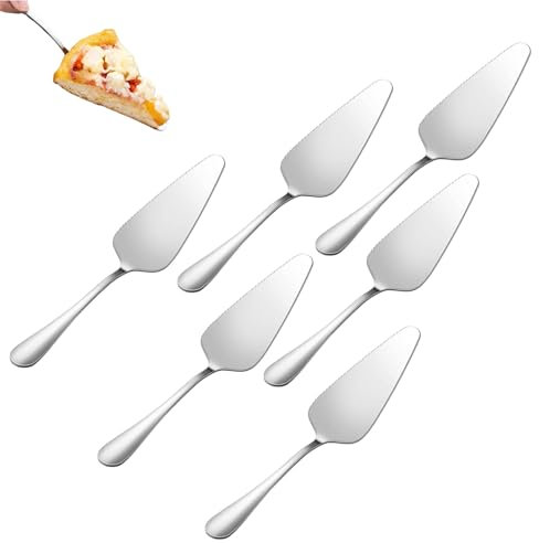 PXRLMYF 6 Pièces Pelle à Tarte,Pelle à Gâteau Dentelée en Acier Inoxydable,Ensemble Couverts Couteau à Gâteau pour Fête Restaurant Cuisine Mariage