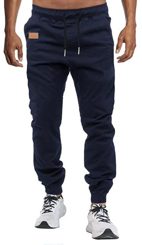 VMSUCIJ Herren Hose Chino Cargo Hose Jogginghose Baumwolle Casual Jogger Männer Modern Sport Jogginghosen für Herren Sweatpants mit elastischem Bund und Kordelzug und Taschen,Blau 01,L
