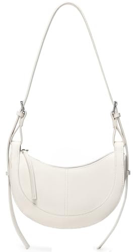 Travistar Umhängetasche Damen Crossbody Bag Damen Halbmond Kleine Schultertasche Handtaschen Veganes Leder Hobo Satteltasche Elegant Abendtasche Half Moon Clutch mit Verstellbarem Riemen, Beige