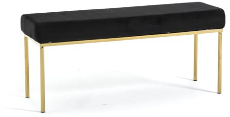 RATTATAN Chloe - Bank, Polsterbank, Sitzbank mit Samtpolsterung und Metallgestell, Elegantes und vielseitiges Design (Beine Gold, Samt Schwarz)