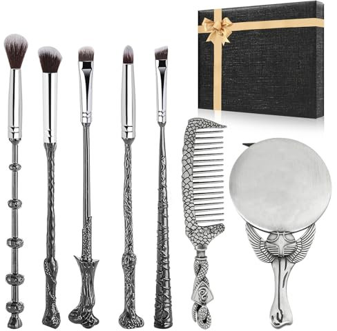 [7 Stück] Harry Make-up Pinsel Geschenkset, mit Spiegel, Kamm, für Foundation-Rouge, Lidschatten, Gesichts-Concealer, Eyeliner-Kontur, Puder, flüssige Augen, Harry-Geschenk für Mädchen und Frauen
