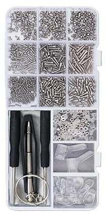 Eyeglasses Sunglasses Repair Kit Glasses Screwdriver Screws Sets Nuts Nose Pad Optical Repair Tool Parts Assorted Kit(Classic Silver Screw)